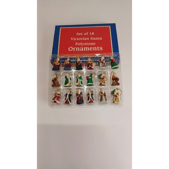 18 pc Set of Vintage Miniature Polystone Victorian Santa's Ornaments - Picture 4 of 7